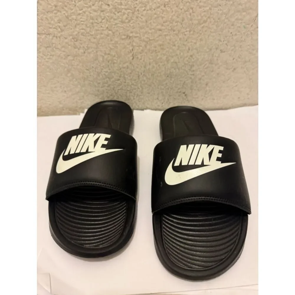 NIKE VICTORI ONE SLIDE BLACK / WHITE BLACK SLIDES SLIDE ON SANDAL size 12